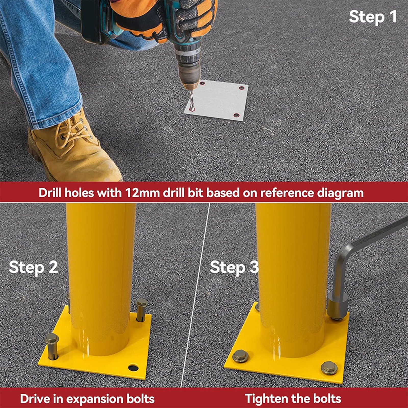2 Pack Standard Safety Bollard – 4.5 Diam., Fixed